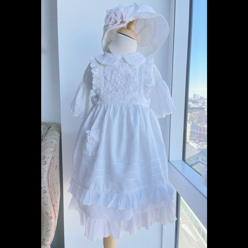 Boutique Pinky Polka Dots flower apron dress set